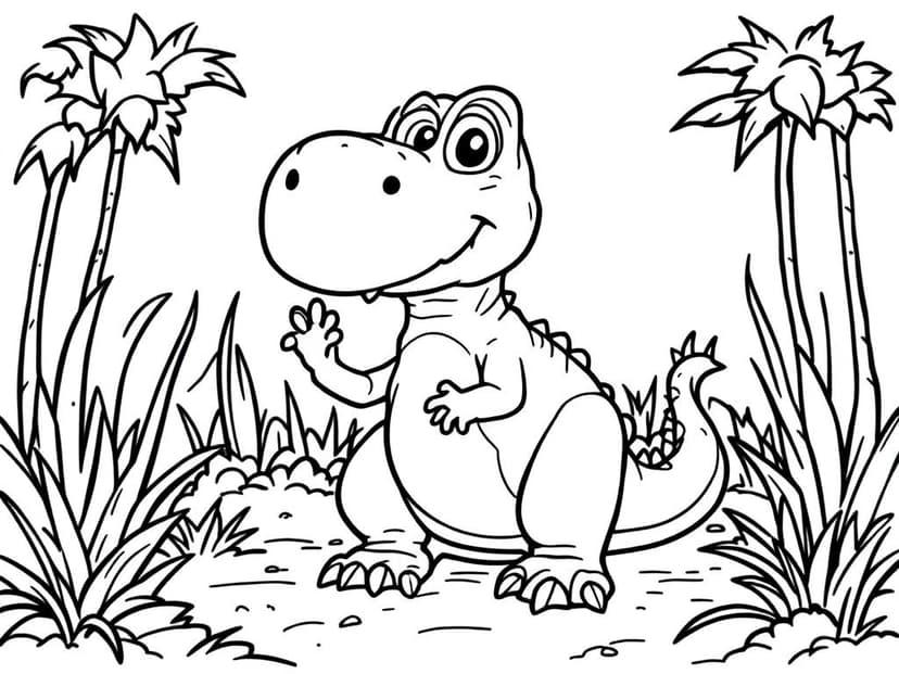 Coloring page of a dinosaur