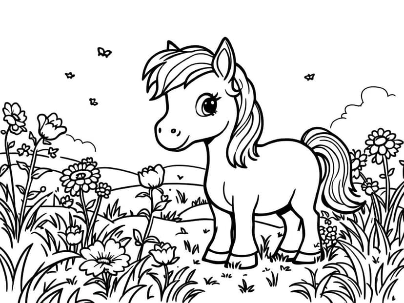 Coloring page of a horse
