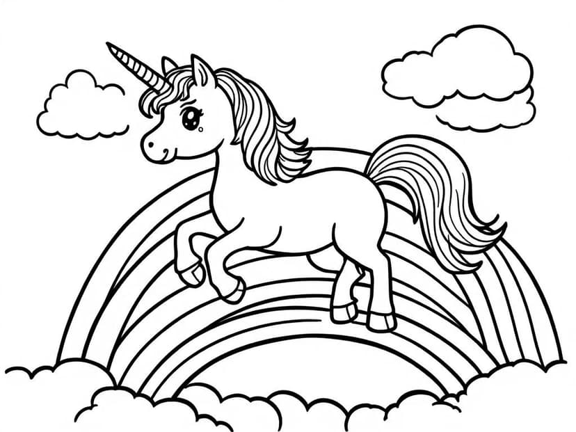 Coloring page of a unicorn